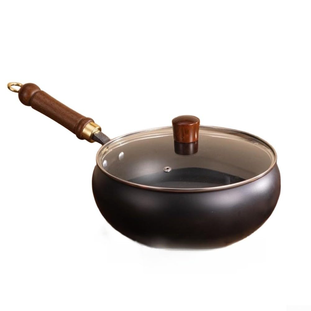 Wok en acier carbone 35 cm fond plat induction (24 cm avec couvercle en