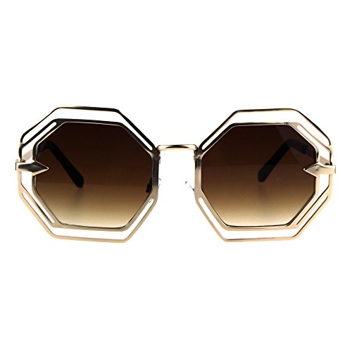 PASTL Octagon Shaped Sunglasses Womens Trendy Fashion Double Metal Frame2