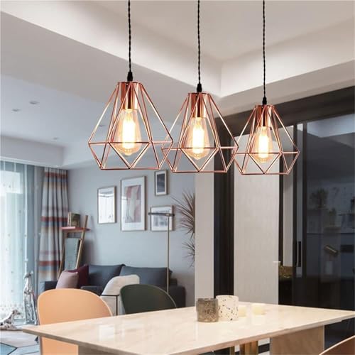 Lámpara colgante de interior moderna oro rosa con forma de diamante 2