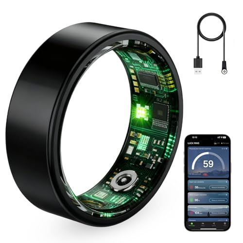 Smart Ring for Women & Men, Fitness Tracker Ring with Heart Rate Monitor, HRV, Sleep Tracking, No Subscription Fee, 10AT - Detailed View