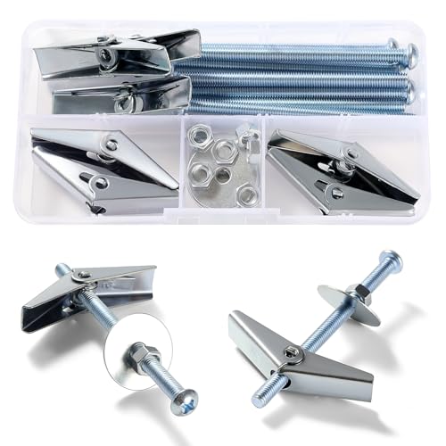Lyeteung 7 Sets M5 Spring Toggle Fixings, Wing Spring Toggle Bolt and Wing Nut Assortment Kit, with Hex Nuts, Washers