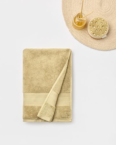 Himeya Bamboo Cotton Towels for Bath | Bath Towel Large Size | Bath Towel - Soft & Absorbent | 600 GSM | 1 Piece Bath Towel for Men/Women |70 cms x 140 cms - Golden Beige
