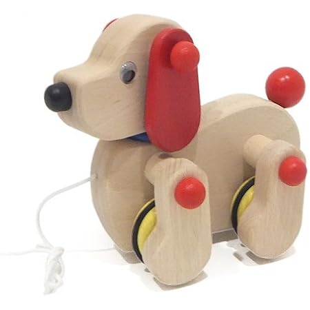 Amazon 木のおもちゃ プルトイ おさんぽワンちゃん 日本製 積み木 おもちゃ