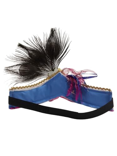 Image of BookMyCostume Traditional Krishna Pagdi for Kids & Adults - Handmade Crown with Peacock Feather & Embellishments | Krishna Mukut for Baby Boy | Adjustable Velcro | Janmashtami Fancy Dress Accessory