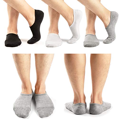 Mottee&Zconia Mens Low Cut No Show Casual Ankle Black Grey White Basic Mesh Comfy Anti Skid Socks 6 pack Size8-114