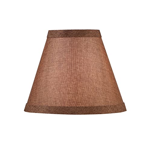 Image of Aspen Creative 51011-2, Hardback Empire Transitional Clip-On Chandelier Shade, Dark Brown Burlap Texture Fabric, 3 inch Top x 6 inch Bottom x 5 inch Slant, Set of 2