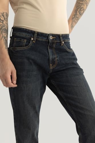 Image of SNITCH Cedric Navy Plain Loose Fit Jeans