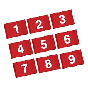 KINGTOP Numbered Golf Flag 20×14 Inch – 420D Dual-layer Nylon, Double Sided Printed, Tube Inserted – Standard Putting Green Flags for Backyard Practice, Golf Courses, Country Club, 1-9