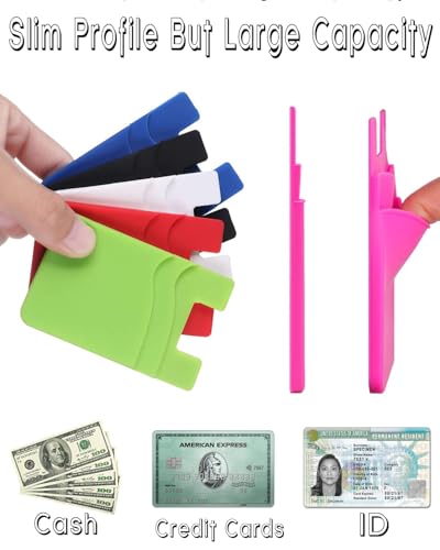 Image of 5Pc Silicone Card Holder for Phone Case, Stick On Wallet for iPhone