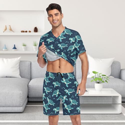 Laprad Men's Pajamas Set Short Sleeve Sleepwear Turtle Comfortable Loungewear4