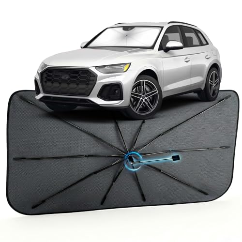 Image of Car Windshield Sun Shade for Audi Q5 2018-2026 -[Reflective Coated Fabric] Sunshade Umbrella for Front Window, Car Shades Sun Visor Keep Car Cool and Protects Interior, 1:1 Exact Fit