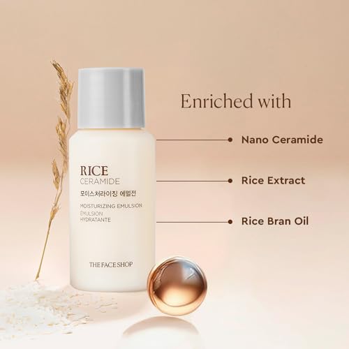 Image of The Face Shop Rice & Ceramide Face Cream 34ml | Barrier Repair Moisturizer for Dry Skin, Intense Hydration & Strengthening | 12Hr Moisture Lock | Korean Skincare