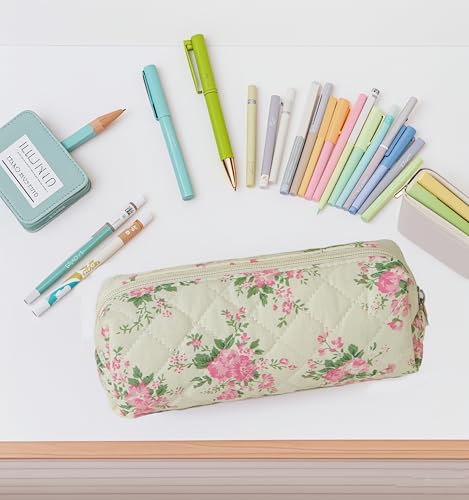 Image of Carry bloom Pencil Pouch Cute Pencil Case for Girls Aesthetic Pencil Bag with Zipper Pen Cases School Supplies Makeup Bag (2 flower pink)