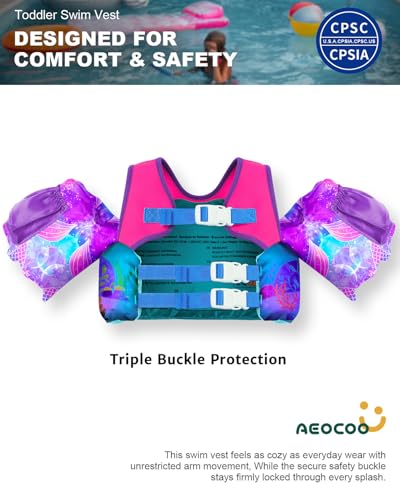 image for AEOCOO Puddle Float Jumper 20-30-50-60-70 Pounds, Toddler Swim Vest fo
