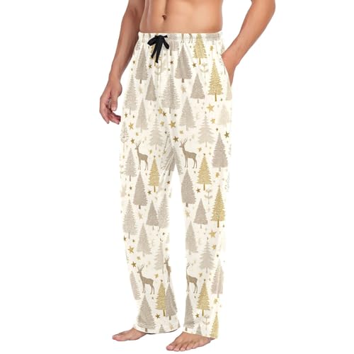 Mens Pajama Pants Deer Stars Christmas Pajama Bottoms Lightweight Pajama Pants Basics Sleep Pajama Lounge Pant4