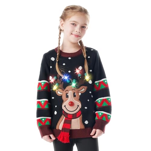 JOYIN Weihnachts-Ugly-Pullover für Kinder, LED-Beleuchtung,...
