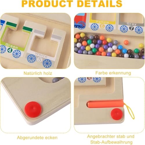 Image of P SQUARE Magnetic Color and Number Maze, Montessori Toys Wooden Magnet Board, School Educational Toys Must Haves for Kids, Montessori Fine Motor Skills Toys for 3 Year Old Boys & Girls (Train)