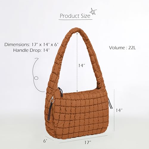 Image of ODODOS Quilted Carryall Tote Bag for Women Crossbody Hobo Lightweight Padding Shoulder Bag