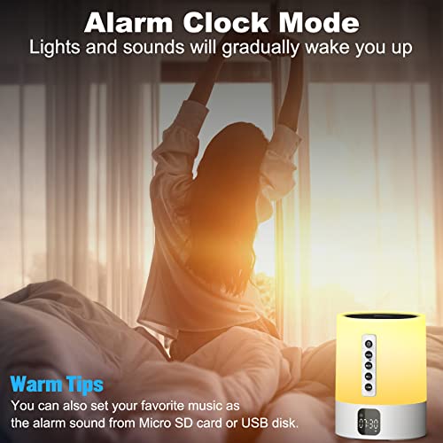 AFEXOA Night Light Bluetooth Speaker Alarm Clock, White Noise Sound Machine - Image 3