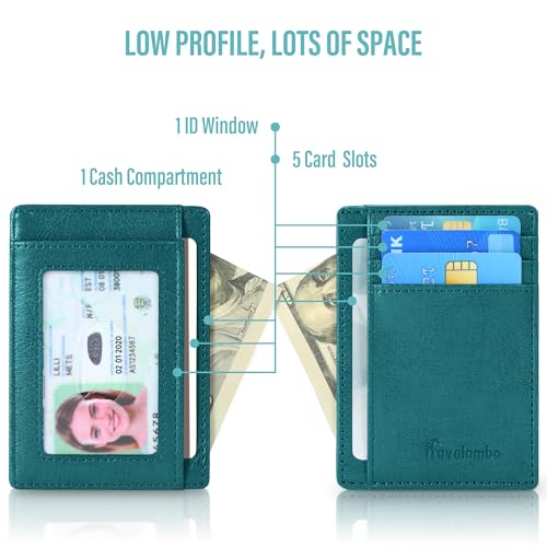 Image of Travelambo Slim Wallet Front Pocket Minimalist Leather RFID Blocking Medium Size