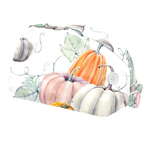Chapeaux bouffants JDEZ 2PCS avec motif citrouille aquarelle