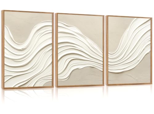 Image of CHDITB 3D Small Wave Relief Wall Art,Neutral Earth Tone Textured Wall Decor
