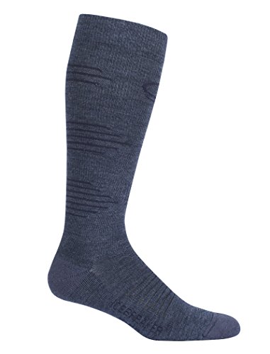 Icebreaker Merino Men's Hike+ Light Cushion Compression OTC Socks, Fathom Heather/Midnight Navy, Large