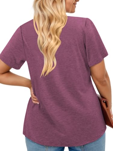 ROSRISS Womens Plus Size Tops Summer Fashion Short Sleeve Tees Casual Collared Polo Shirts Loose Fit Button Blouses XL-5XL3