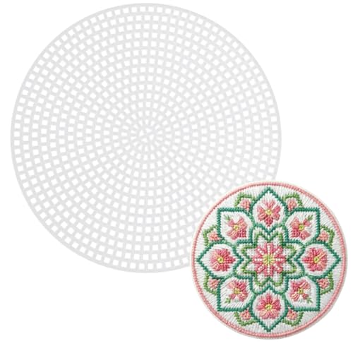 Image of Milisten 20 Pcs 4.52 inch Round Plastic Canvas Sheets DIY Mesh Sheet for Cross Stitch Embroidery Bag Bottom Liner Cuttable Grid Board for Craft Projects