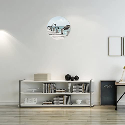 Alioyoit Wall Wooden Tide Clock Pelicans Ocean Time Coastal Clock Moon Tidal Clock Without Scale Nautical Tide Movement Clock For Beach House Deck #TOP1