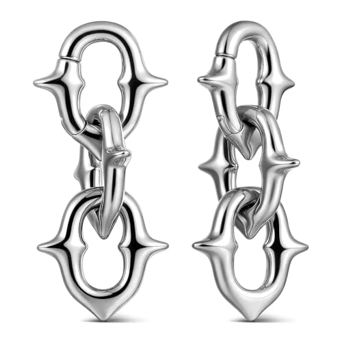 Casvort 2PCS Hypoallergenic Elegant Unholy Ear Weights for Stretched Ears Silver 316 Stainless Steel Ear Hangers 4mm 6g Gauges for Ears