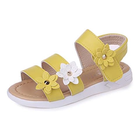 QZBAOSHU Girls Sandals with Three Pearls Flowers Leather Shoes Sandals Cover