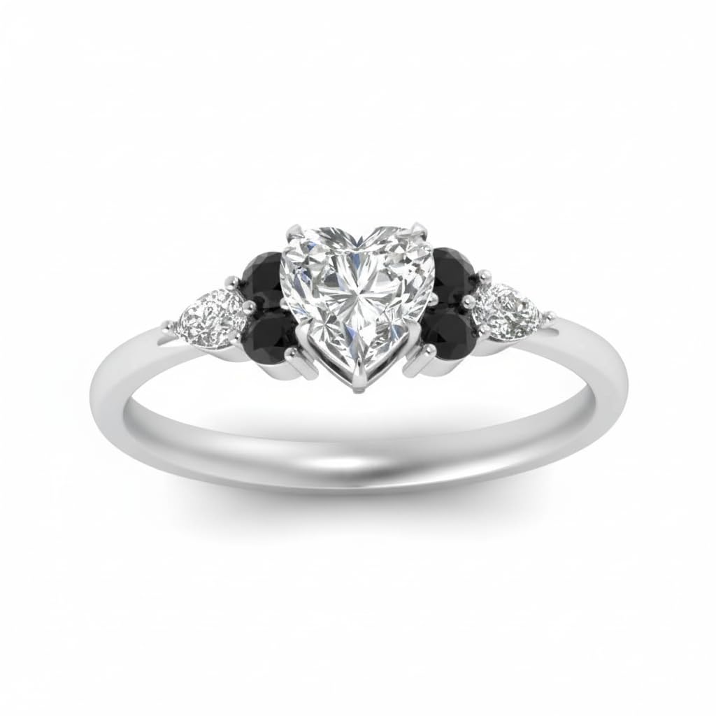Choose Your Gemstone Graduated Channel Setting Diamond CZ Wedding Sterling Silver Heart Shape Wedding Engagement Birthstone Stackable Ring Size US 4 to 12