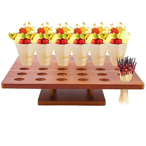 Kegelhalter – 33 x 33 cm Kegelhalter mit 36 Löchern, Lebensmittel-Präsentationsständer, Snack-Tablett, Handroll-Sushi-Popcorn-Gestell für Buffet, Restuarant, Party, Eiscreme, Snacks, Desserts