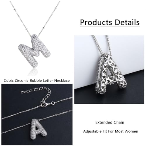 قلادة بدلاية على شكل حرف R من زد زاتشي بتصميم منتفخ أنيق حريمي وبناتي مرصع بالزركونيا المكعب