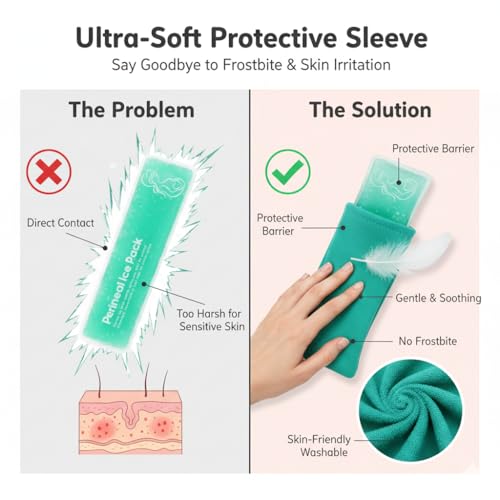 Image of Perineal Cooling Pad, Postpartum Cold Packs Gel Bead Ice Pack Cold Therapy for Women After Pregnancy and Delivery, 2 Ice Pack and 3 Cover (Green Gel Ice Pack)