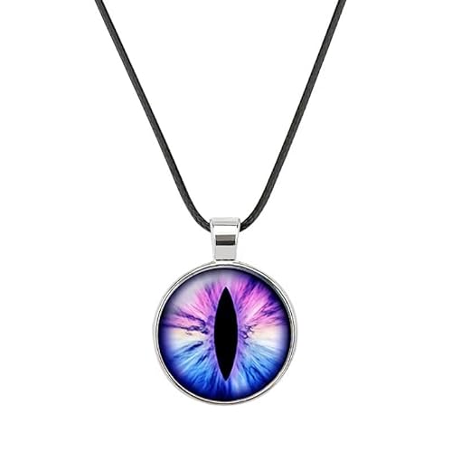Gregory Crafts & Gifts Dragon Eye Pendant Necklace with Black Cord, 18 inch. Assorted Mystical Eye Colours, Unisex Gift for Him or Her (Purple and Blue)