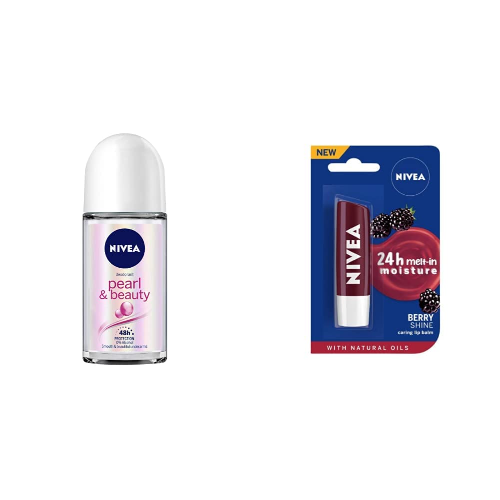 Nivea Deodorant Roll On, Pearl & Beauty for Women, 50ml And Lip Balm, Fruity Blackberry Shine for Women, 4.8g-picture-37