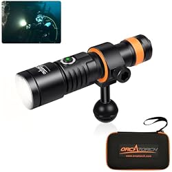 ORCATORCH D530V 1200 Lumens Underwater Video Light, 6500K Cool White | 120° Wide Beam, 2 Modes, ZJ18 Ball Joint Mount Included, IP68 Waterproof, Ideal for Scuba Photography & Videography