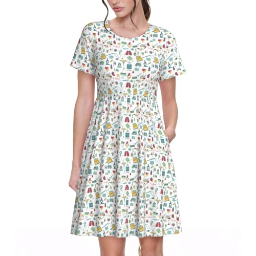 Robe motifs de biologie et chimie décontractée confort chic pour femme