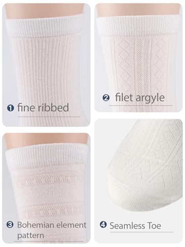 Image of COTTON DAY Women's Soft Combed Cotton Socks Seamless Toe Black White Navy