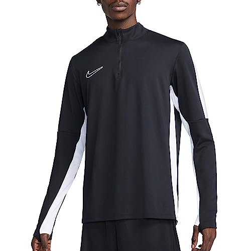 Nike Academy Camiseta de futebol masculina Dri-Fit 1/2 zíper (preto/branco/branco, DX4294-010), Preto/branco/branco, M