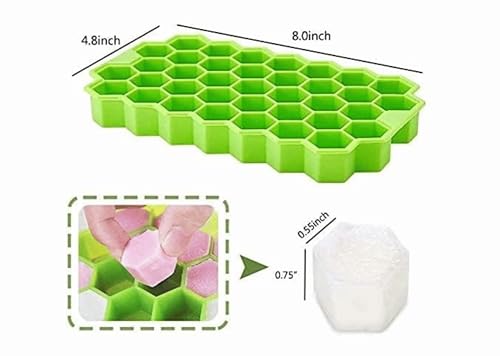 Image of IGRIS Flexible Silicone Honeycomb 37 Cavity Ice Cube Tray for Freezer Moulds Small Cubes Whiskey Fridge Bar Soft Ice Cube Tray -Pack of 1