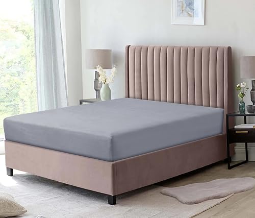 MH Home Double Thermal Flannelette Fitted Sheets - 100% Brushed Cotton, Gray