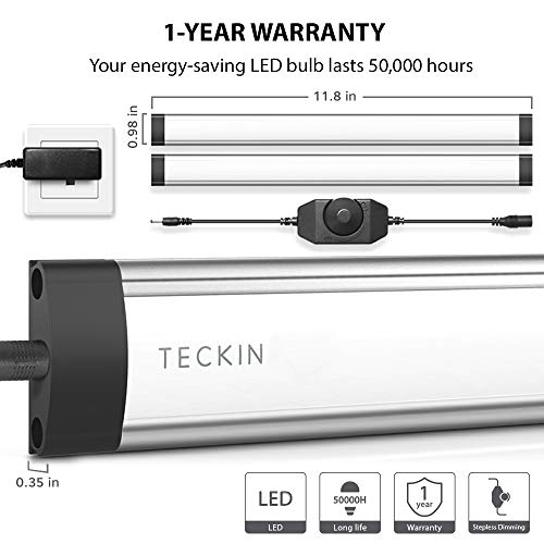 Under Cabinet Lighting, Teckin Dimmable Under Counter Lights, LED Closet Light with Ultra Slim Linkable Light Bars for Cupboard Kitchen Wardrobe Shelf Stairway,Daylight Nature 4000K, 3 Pack