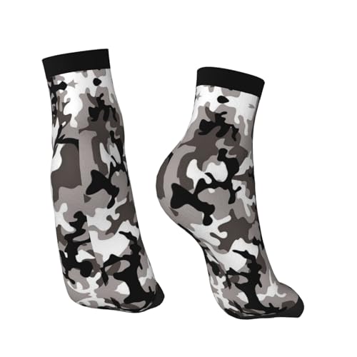 Black Grey White Camo Print Adult Socks Womens Mens Workout Thermal Cozy All-Season Gift Holiday Articles Use4