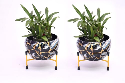 Image of Amazon Brand - Solimo Tripod Stand | Set of 2 | Flower Design | Iron | Black