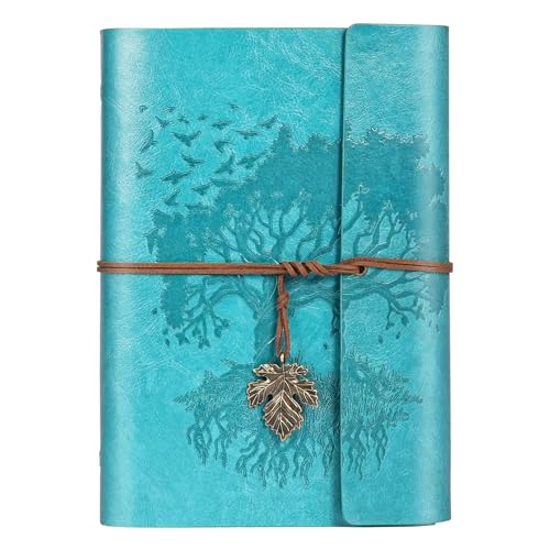 ANOMM Carnet de Note Cuir A5, Journal à Spirale Rechargeable, Vintage Carnet de Voyage avec Pages Blanches, Carnet à Spirales, Cadeau pour Femmes, Hommes,...