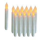 xunhuimemory 12PCS 6.5' Warm Yellow Flameless LED Taper Candles, Battery Operated Hanging Taper...