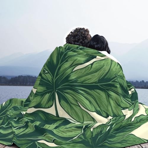 Couverture en flanelle douce toutes saisons plaid chaud feuillage vert
